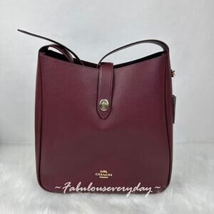 Coach Hadley Large Shoulder Bag In Leather/Gold/Dark Wine CCD65 NWT